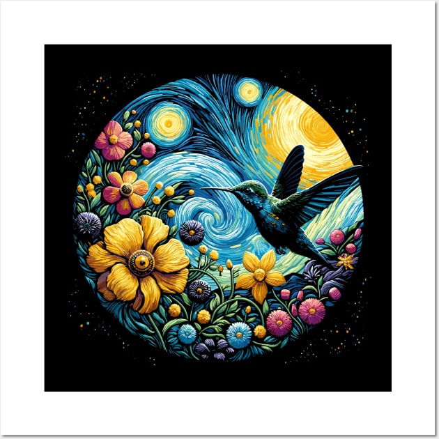 starry night hummingbird Wall Art by Yopi